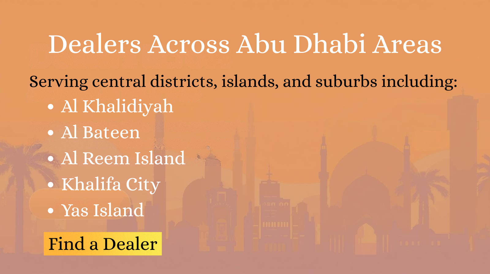 Dealers Across Abu Dhabi Areas